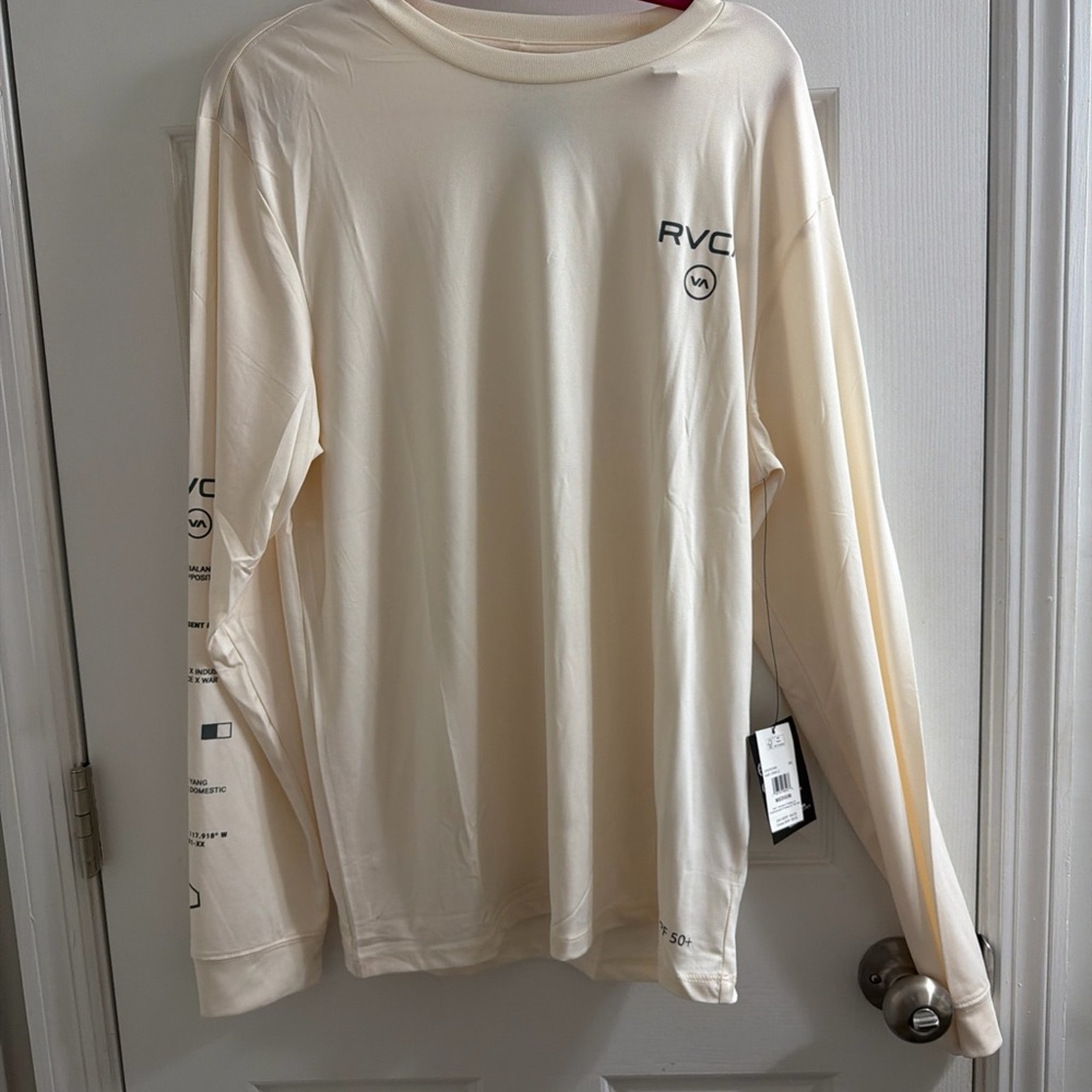 RVCA Men’s Long Sleeve Performance Shirt — Cream